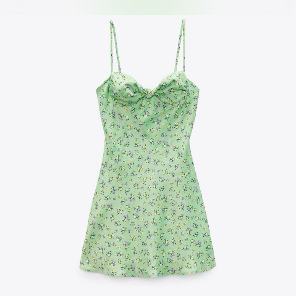 Zara Green Floral Mini Dress